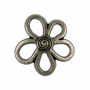 Flower Metal Buttons - Flower Contour Gray Silver Metal Shank Buttons - 20mm - 3/4 inch - 6 pcs