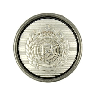Metall-Knöpfe - Silver Crest Emblem Gunmetal zurück Metall Schaft Buttons - 23mm - 7/8 Zoll - 6 Stück