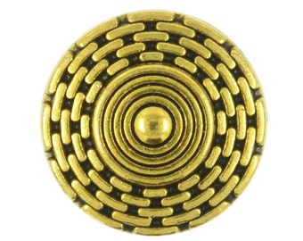 Metal Buttons - Maze Shield Antique Gold Metal Shank Buttons - 18mm - 11/16 inch - 6 pcs