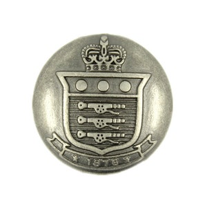 Metal Buttons - Royal Canadian Ordnance Corps Logo Gray Silver Metal Shank Buttons - 23mm - 7/8 inch - 6 pcs