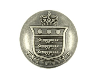 Metal Buttons - Royal Canadian Ordnance Corps Logo Gray Silver Metal Shank Buttons - 23mm - 7/8 inch - 6 pcs