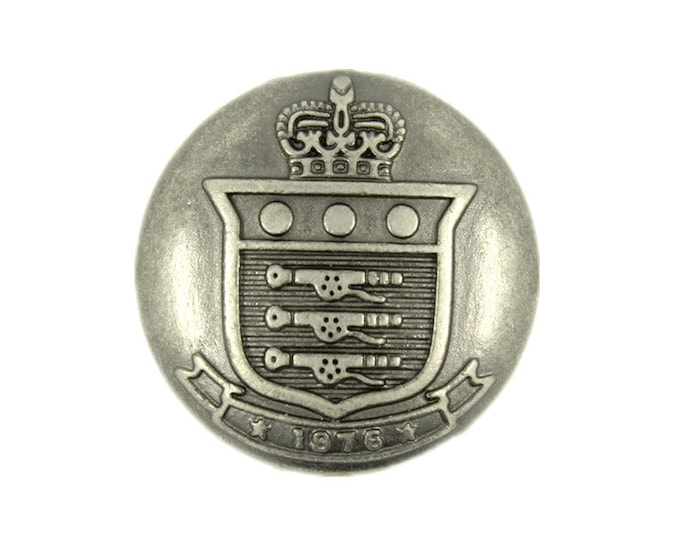 Metal Buttons - Royal Canadian Ordnance Corps Logo Gray Silver Metal Shank Buttons - 23mm - 7/8 inch - 6 pcs