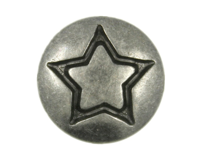 Metal Buttons - Star Gray Silver Metal Shank Buttons - 12mm - 1/2 inch - 6 pcs