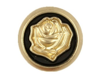 Botones de Rose Metal - perlado oro rosa Metal caña botones en Color negro 18mm - 11/16 pulgadas - 6 piezas