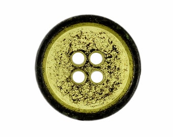 Metal Buttons -  Raised Edge Yellow Gunmetal Metal Hole Buttons - 20mm - 3/4 inch - 6 pcs