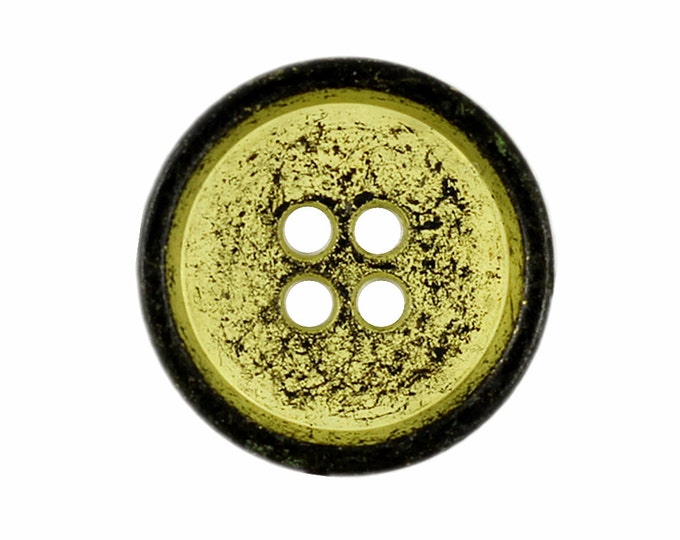 Metal Buttons -  Raised Edge Yellow Gunmetal Metal Hole Buttons - 20mm - 3/4 inch - 6 pcs