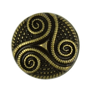 Metal Buttons - Roped Celtic Triple Spiral Antique Brass Metal Shank Buttons - 11mm - 7/16 inch - 6 pcs