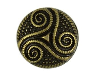 Metal Buttons - Roped Celtic Triple Spiral Antique Brass Metal Shank Buttons - 11mm - 7/16 inch - 6 pcs