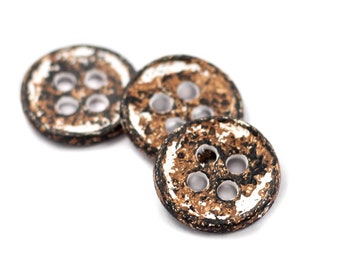 Curved Edge White Rust Color Metal Hole Buttons - 15mm - 5/8 inch - 6 pcs