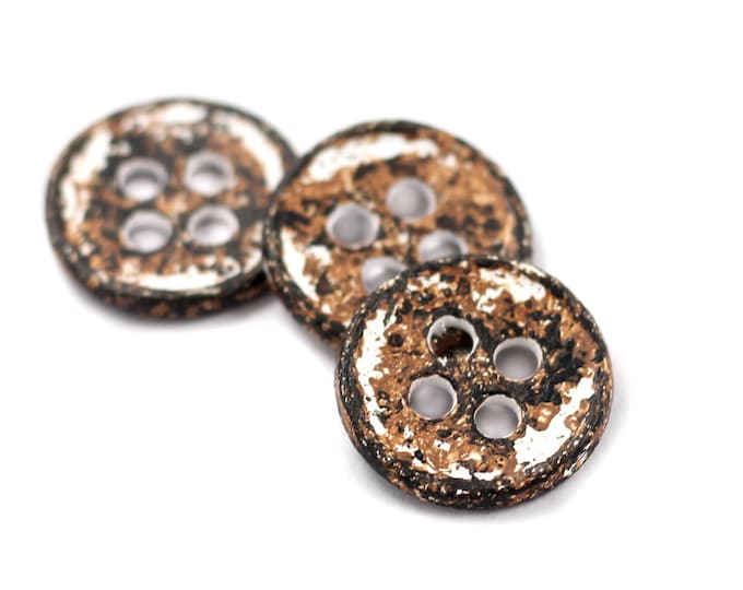Curved Edge White Rust Color Metal Hole Buttons - 15mm - 5/8 inch - 6 pcs