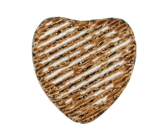 Heart Metal Buttons - Linear Heart White Rust Metal Shank Buttons - 13mm - 1/2 inch - 6 pcs