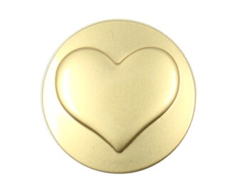 Metal Buttons - Embossed Heart Pearlized Gold Metal Shank Buttons - 18mm - 11/16 inch - 6 pcs