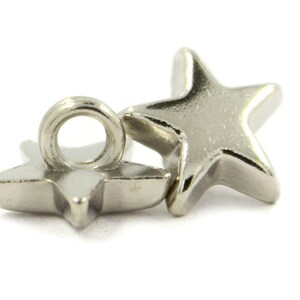 Star Metal Buttons - Silver Star Metal Shank Buttons - 10mm - 3/8 inch - 6 pcs