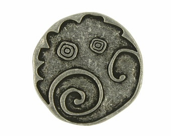 Antiqued Silver Metal Buttons - Swirl and Circles Metal Shank Buttons in Antiqued Silver - 27mm - 1 1/16 inch - 4 pcs