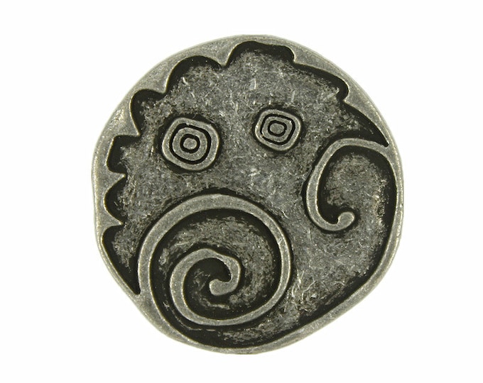 Antiqued Silver Metal Buttons - Swirl and Circles Metal Shank Buttons in Antiqued Silver - 27mm - 1 1/16 inch - 4 pcs