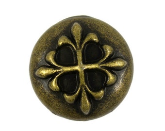 Metal Buttons - Retro Brass Embossed Baroque Cross Metal Shank Buttons - 20mm - 3/4 inch - 4 pcs