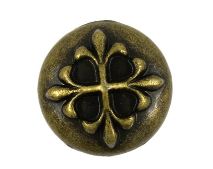 Metal Buttons - Retro Brass Embossed Baroque Cross Metal Shank Buttons - 20mm - 3/4 inch - 4 pcs