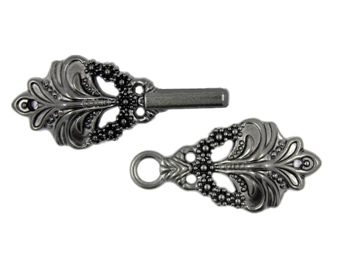 HOOK And EYE Fasteners - Bouquet Cloak Clasp Black Gunmetal Fasteners. 5 Pairs.