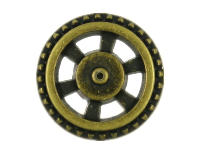 Steampunk Metal Buttons - Gear Brass Metal Shank Buttons - 14mm - 9/16 inch - 6 pcs