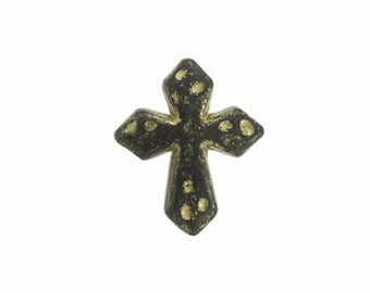 Metal Buttons - Cross Metal Shank Buttons in Gunmetal Yellow Color - 12mm - 1/2 inch - 6 pcs