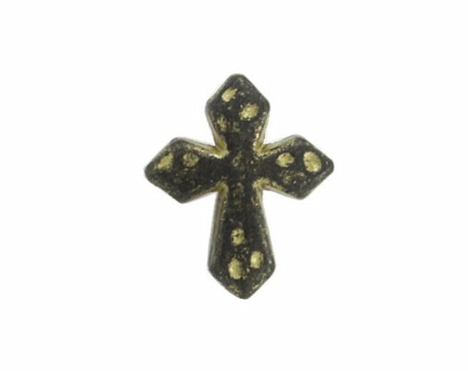 Metal Buttons - Cross Metal Shank Buttons in Gunmetal Yellow Color - 12mm - 1/2 inch - 6 pcs