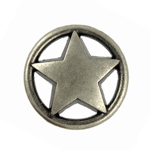 Metal Buttons - Star and Ring Metal Shank Buttons in Gray Silver Color - 20mm - 3/4 inch - 6 pcs