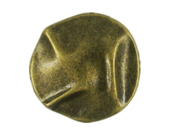 Metal Buttons - Wrinkle Surface Metal Shank Buttons in Antiqued Brass - 18mm - 11/16 inch - 6 pcs