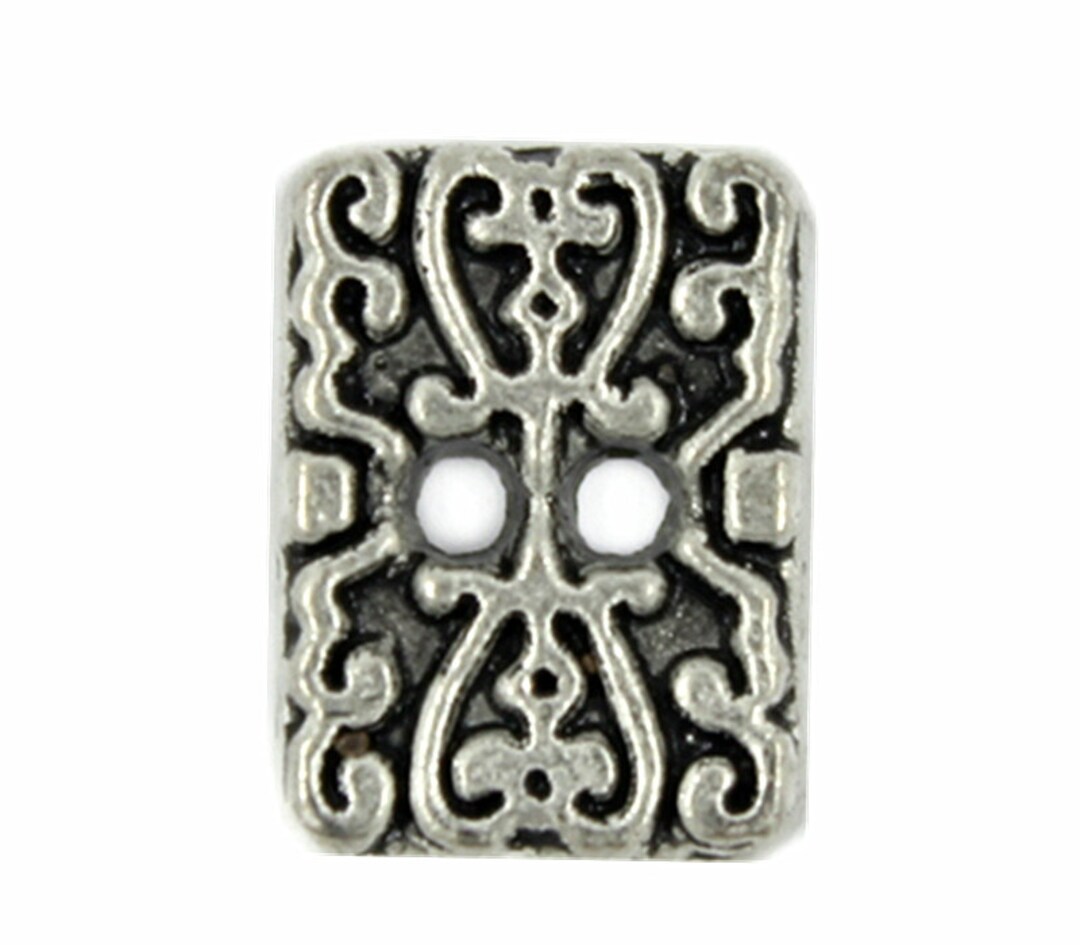 Metal Buttons Rectangle Motif Retro Silver Metal Buttons 11mm 7/16 Inch ...