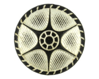 Metal Buttons - Centurion Shield Gunmetal Silver Metal Shank Buttons - 20mm - 3/4 inch - 6 pcs