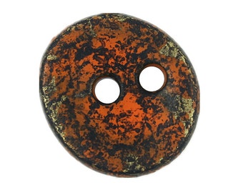 Metal Buttons - Irregular Round Rust Patina Metal Hole Buttons - 20mm - 3/4 inch - 6 pcs