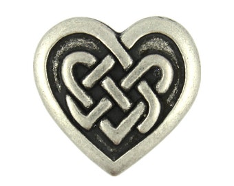 Metal Buttons - Celtic Knot Heart Antique Silver Metal Shank Buttons  - 20mm - 3/4 inch - 3 pcs