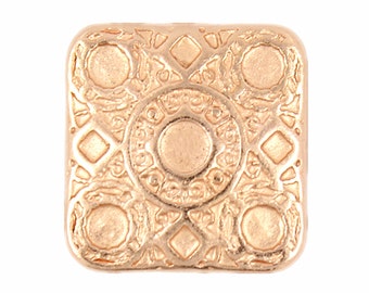 Square Metal Buttons - Round and Square Matrix Rose Gold Metal Shank Buttons - 17mm - 11/16 inch - 2 pcs