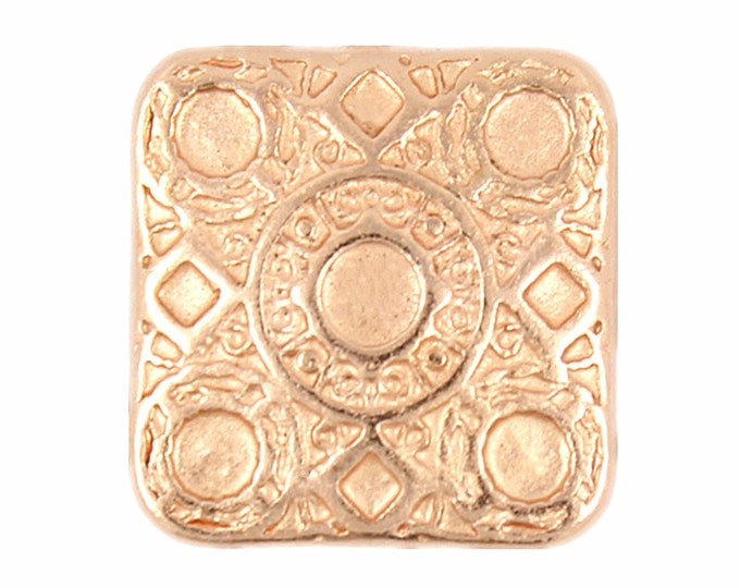 Square Metal Buttons - Round and Square Matrix Rose Gold Metal Shank Buttons - 17mm - 11/16 inch - 2 pcs