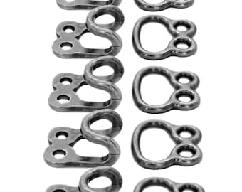 Simple Cloak Clasp Gray Silver Fasteners. 5 Pairs.