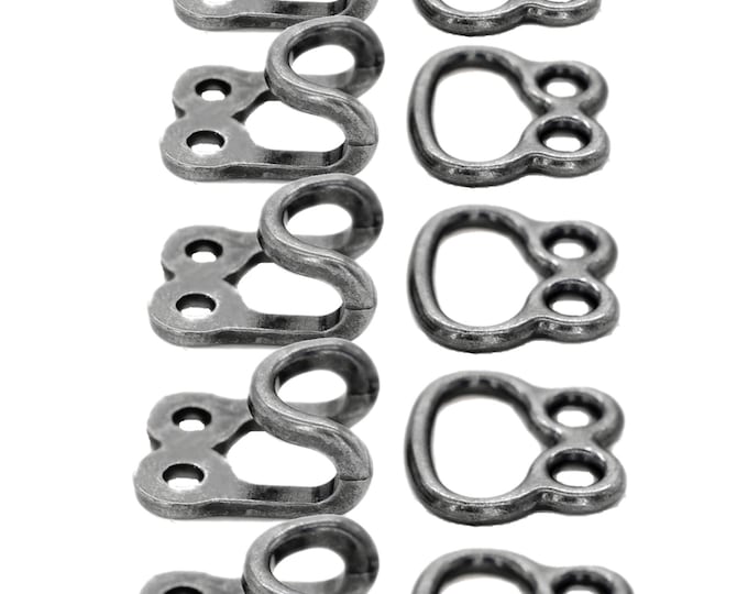 Simple Cloak Clasp Gray Silver Fasteners. 5 Pairs.