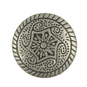 Metal Buttons - Delicate Celtic Mandala Pattern Retro Silver Metal Shank Buttons - 18mm - 11/16 inch - 6 pcs