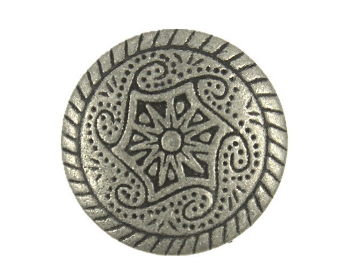 Metal Buttons - Delicate Celtic Mandala Pattern Retro Silver Metal Shank Buttons - 18mm - 11/16 inch - 6 pcs