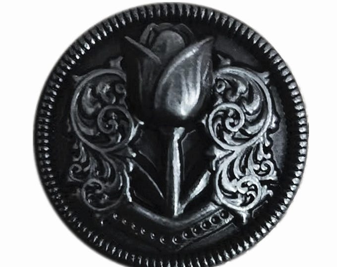 Medallion Vintage Black Metal Shank Buttons - 25mm - 1 inch - 6 pcs