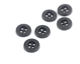 Metal Buttons -  Raised Edge Dark Gunmetal Metal Hole Buttons - 12mm - 15/32 inch - 10 pcs