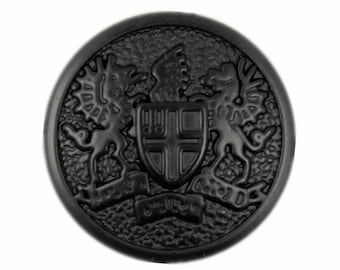 Metalen knoppen - Matte Black medaillon embleem metalen schacht Buttons - 25mm - 1 inch - 6 stuks