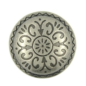 Metal Buttons - Flower Carving Gray Silver Metal Shank Buttons - 20mm - 3/4 inch - 6 pcs