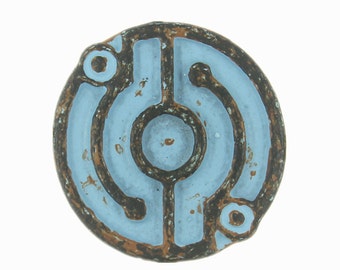 Swirls Metal Buttons - Circuit Blue Patina Metal Shank Buttons - 20mm - 3/4 inch - 6 pcs