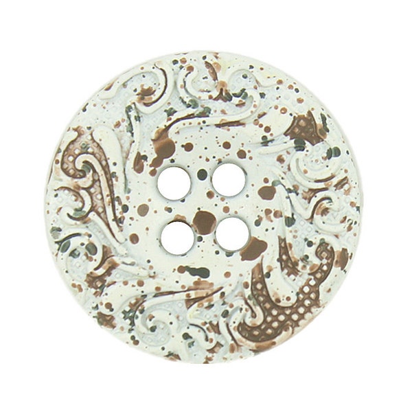 Metall-Buttons - Cirrus Kreis Metall-Loch-Knöpfe, weiß mit Splash braun Farbe Farbe - 20mm - 3/4 Zoll - 6 Stück