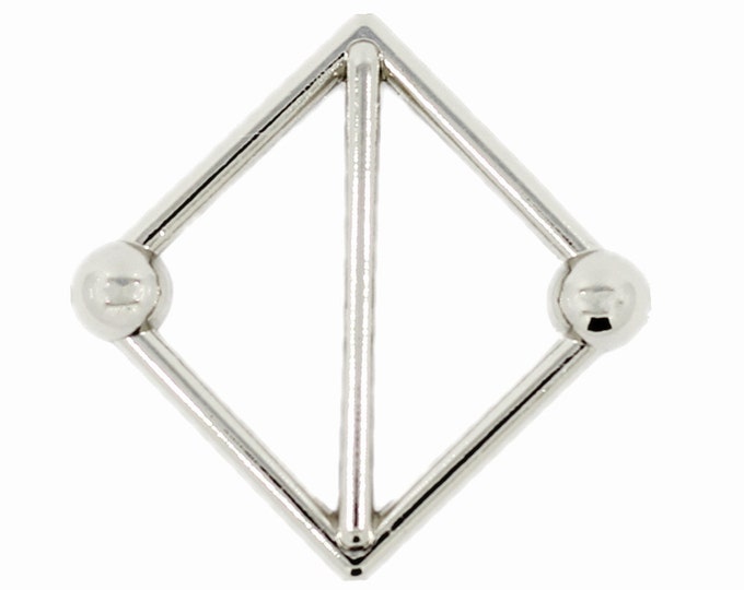 Metal Buttons - Geometric Square Metal Buttons , Shiny Silver Color - 20mm - 3/4 inch - 6 pcs