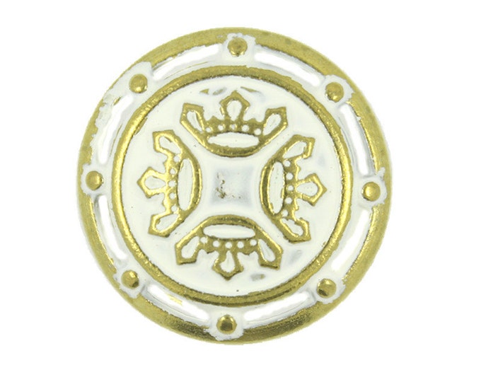Metal Buttons - Crowns Pattern Gold and White Metal Shank Buttons - 20mm - 3/4 inch - 6 pcs