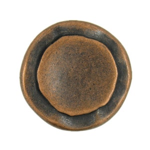 Metal Buttons - Rustic Circles Metal Shank Buttons in Copper Color - 23mm - 7/8 inch - 6 pcs