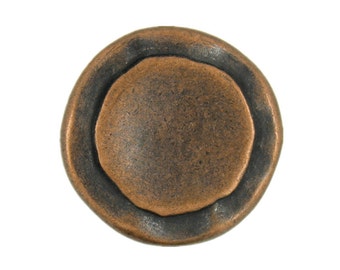 Metal Buttons - Rustic Circles Metal Shank Buttons in Copper Color - 23mm - 7/8 inch - 6 pcs