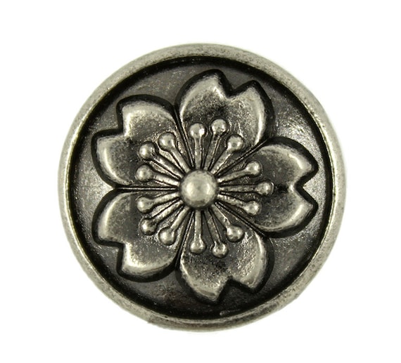Flower Metal Buttons - Sakura Flower Nickel Silver Metal Shank