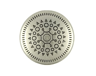 Metal Buttons - Delicate Sun Mandala Pattern Gray Silver Metal Shank Buttons - 23mm - 7/8 inch - 6 pcs