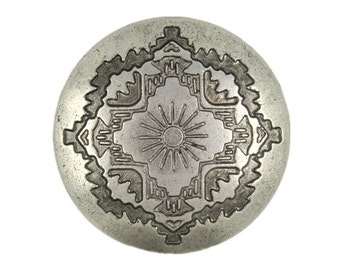 Flower Metal Buttons - Sun and Mountain Towns Nickel Silver Metal Shank Buttons - 25mm - 1 inch - 6 pcs